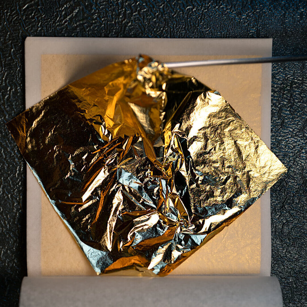 EDIBLE GOLD LEAF 25 GOLD SHEETS, 8 X 8 CM, 23 CARAT -02032 – INUA